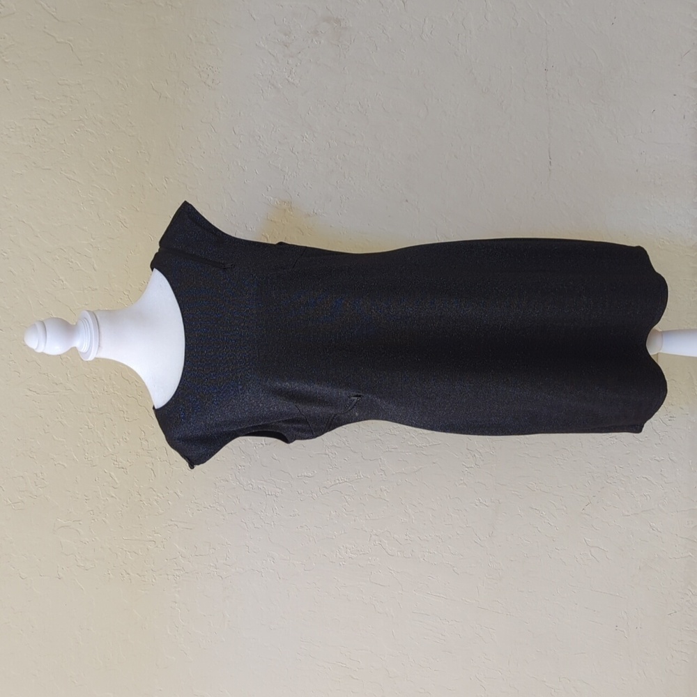 Jennifer Lopez Black Metallic Sleeveless Sheath Zipper Detail Dress Size 16
